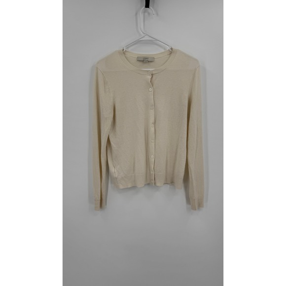 LOFT Sweaters - LOFT Ann Taylor Cream Button Front Cardigan Sweater Beige Crew Neck Medium